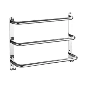 ZJYWMM Towel Rack With Three Rods With Hook 304 Stainless Steel, Bathroom Wall-mounted Towel Rail Easy To Clean 60cm (Size : 90cm)