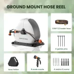 Giraffe Tools 40M Retractable Garden Hose Reel, Ground Mounted