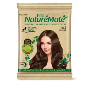 Nisha Naturemate Natural Henna Based Hair Color 60g - Dark Brown | Ammonia-Free, PPD & Resorcinol Free | Enriched with Henna Herbs for Nourished, Healthy Hair Colour 60 GM