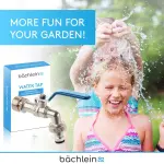Bächlein Universal Water Tap for the Garden [Blue] incl. 2 Hose Connections - Noble Ball Valve with 1/2 and 3/4 Inch Connection, Outlet Tap Outside