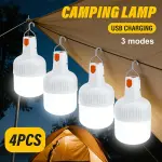 4pcs VITY Portable LED Camping Lights USB-Rechargeable Hanging Tent Lights with Suitable for Outdoor Emergency, USB-Ceiling/Hanging Lantern for Hiking, Home Backup Tent, No Labeling