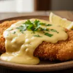 Chicken Schnitzel with Cheese Sauce