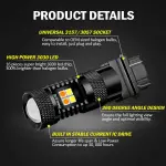 AUXLIGHT 3157 4157 3155 3457 Switchback LED Bulbs 16SMD Chipsets Parking Lights/Daytime Running Lights/DRL and Turn Signal Lights with Projector Replacement, White/Amber (Pack of 2)