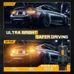 Sidaqi T20 7440 LED Amber Yellow CANBUS Error Free 25W 4800LM 30SMD 3020 Chips Super Bright Anti Hyper Flash 582 W21W LED Indicator Bulb for Front and Rear Turn Signal Light 12-24V (Pack of 2)