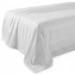 Flat Sheet King 300TC 1cm Satin Stripe 275 x 275cm 60/40 Poly-Cotton White