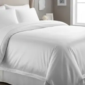 Duvet Cover Queen 220TC 230 x 235cm 60/40 Poly-Cotton Satin Finish White