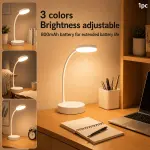 Brand LED Desk Lamp/Reading Light Features a 360° Adjustable Lamp Arm, Three Color Temperatures, Adjustable Brightness, and an 800mAh USB Rechargeable Battery