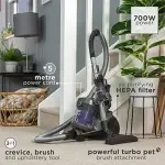 Russell Hobbs RHCV3601 ATLAS2 PET 2.5L Cylinder Vacuum, Grey & Purple, 700 W, 2.5 liters, 77.5 Decibeles